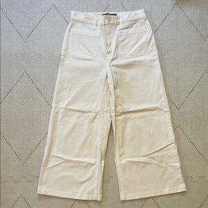 J Crew Cream Wide-Leg Pants